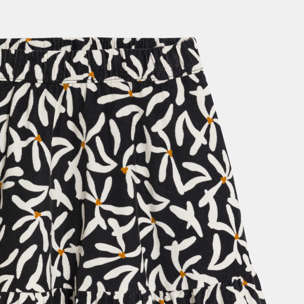 تنورة قصيرة من المخمل االمنقوش باللون الأسود للفتيات